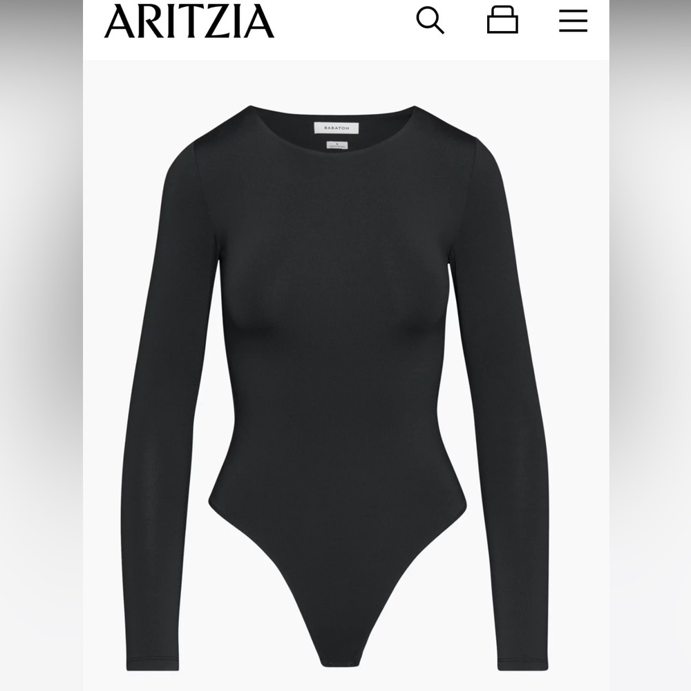Aritzia (Babaton) - size S - Black Contour Crew Longsleeve Bodysuit